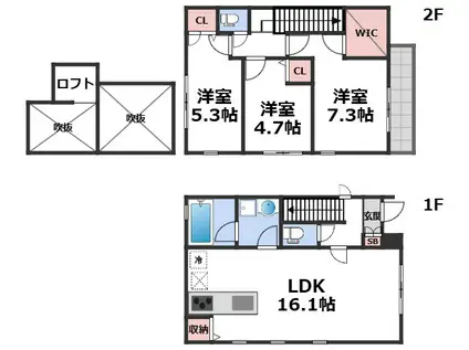 K S RESIDENCE SHINPOIN(3LDK/1階)の間取り写真