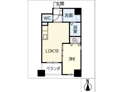 リュミアン堀田テラス(1LDK/6階)の間取り写真