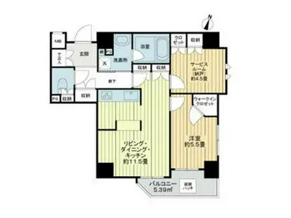 ジェイパーク神楽坂(1SLDK/3階)の間取り写真