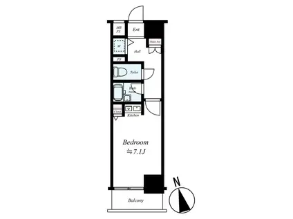 大江戸線 練馬 駅近 広々7.1畳セキュリティ万全(ワンルーム/8階)の間取り写真