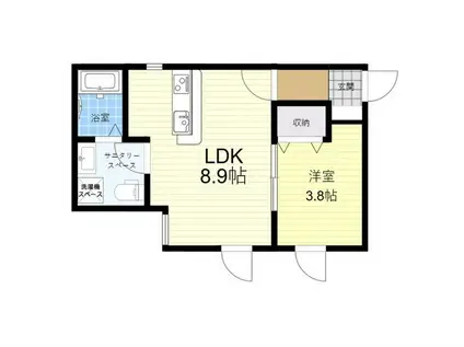 LEGIOIE本陣駅III(1LDK/1階)の間取り写真