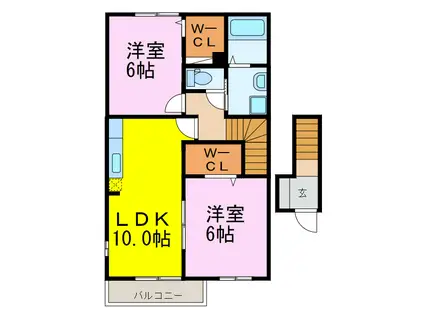 パレドール(2LDK/2階)の間取り写真
