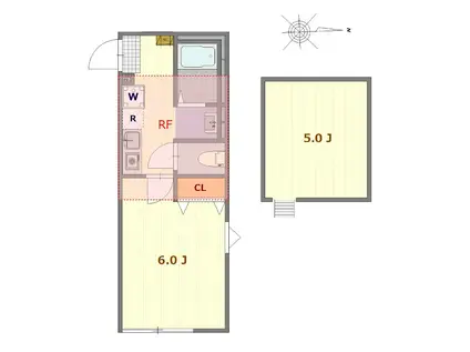 グランドシード(1K/2階)の間取り写真