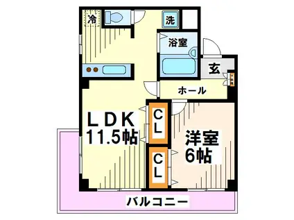 タウンコート本宿 当社管理物件(1LDK/1階)の間取り写真