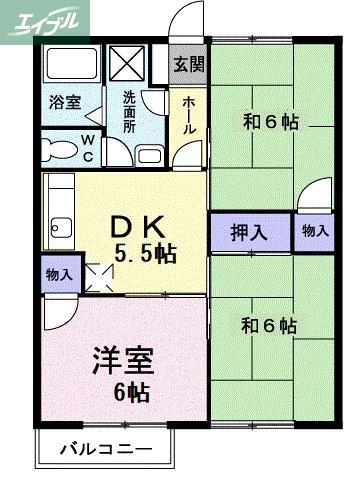 サンヒルズ横井上(3DK/1階)の間取り写真
