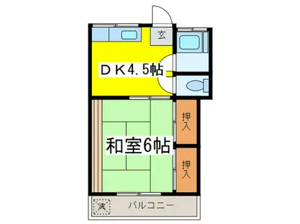 第2三協ハイツ(1DK/2階)の間取り写真