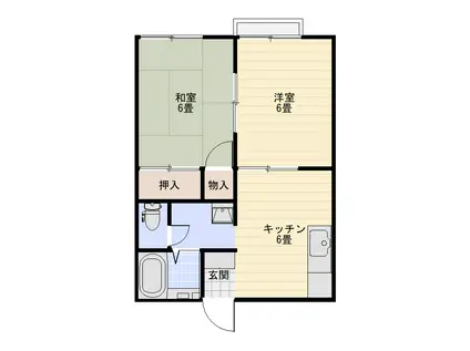 ファインフラッツ(2DK/2階)の間取り写真