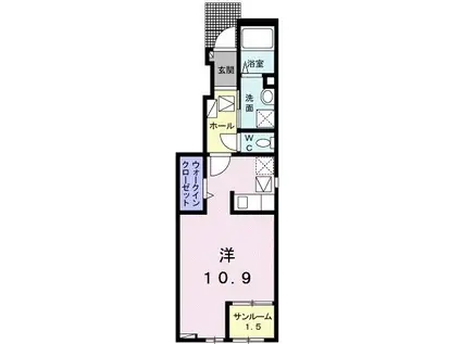 ひまわり柞田 D(ワンルーム/1階)の間取り写真