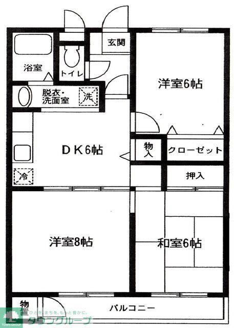 ハイデンス桶川II(3DK/2階)の間取り写真