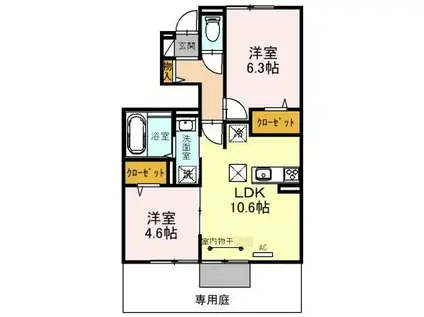 アルコバレーノVIII(2LDK/1階)の間取り写真