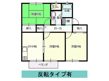 メロウウイングA棟(3DK/2階)の間取り写真