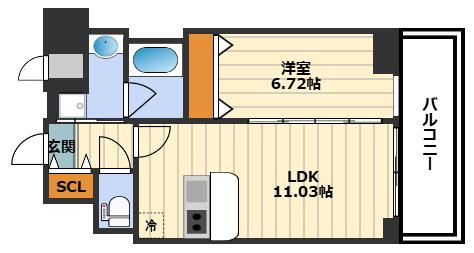 LA DOUCEUR天満(1LDK/11階)の間取り写真