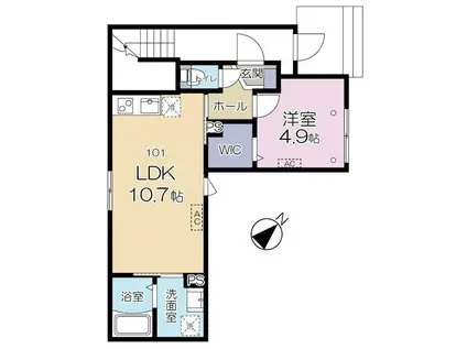 豊島区池袋3丁目計画(1LDK/1階)の間取り写真