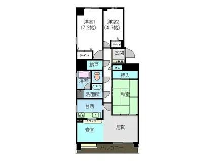 のむら貝塚ガーデンシティ六番館(3LDK/9階)の間取り写真