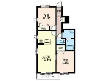 メゾン・アヴェニ-ル B(2LDK/1階)の間取り写真