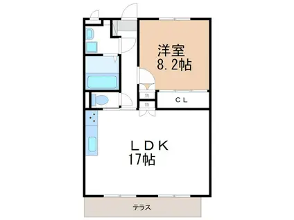 スターターマンション緑町II(1LDK/1階)の間取り写真