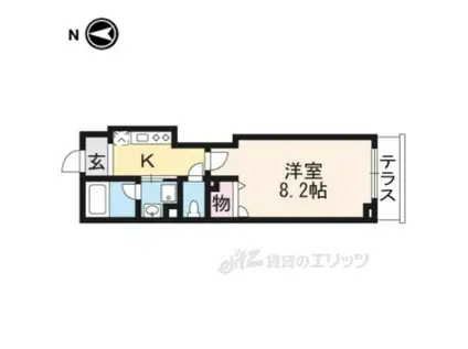 エルミタージュ 二条聚楽(1K/1階)の間取り写真