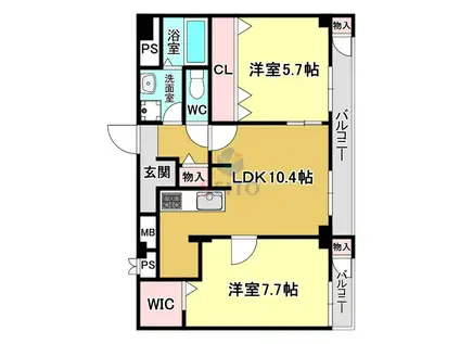 南桜塚ミオ(2LDK/1階)の間取り写真