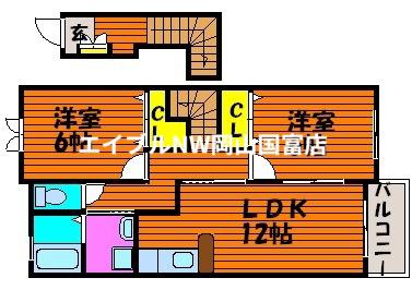 パークサイド湊(2LDK/2階)の間取り写真
