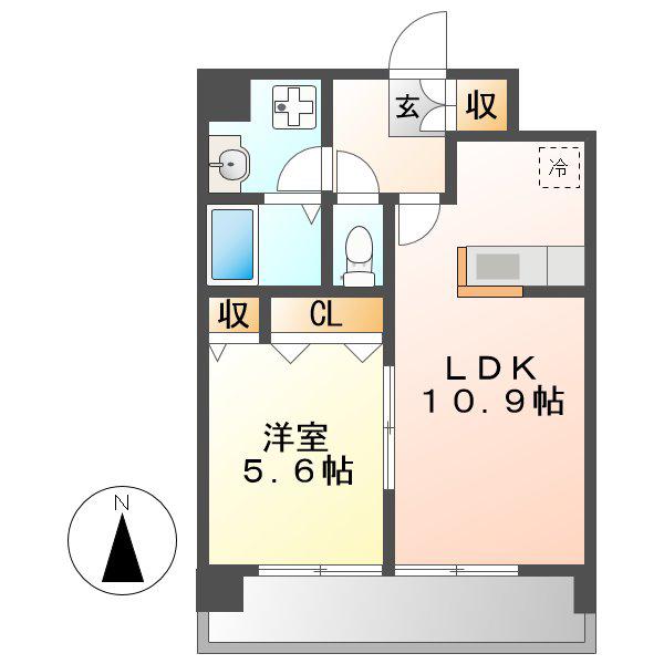 デュオ・ルミエール(1LDK/2階)の間取り写真