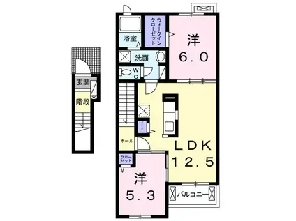 JR東金線 大網駅 徒歩6分 2階建 築7年(2LDK/2階)の間取り写真