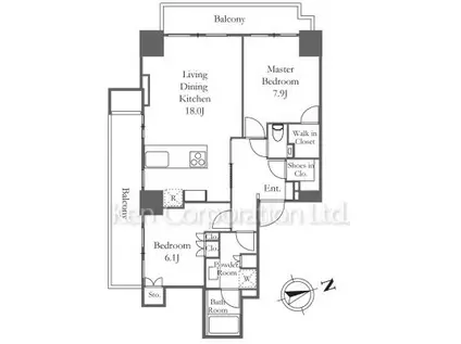 COTEAU NISHIAZABU(2LDK/4階)の間取り写真