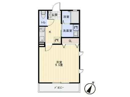 エスポワールハイムII(1K/2階)の間取り写真