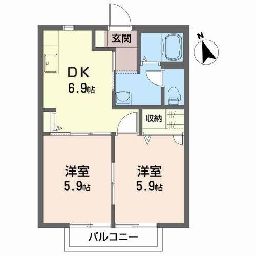 ラークI(2DK/2階)の間取り写真