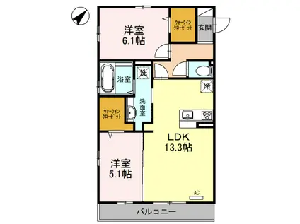 ウィステリア(2LDK/3階)の間取り写真