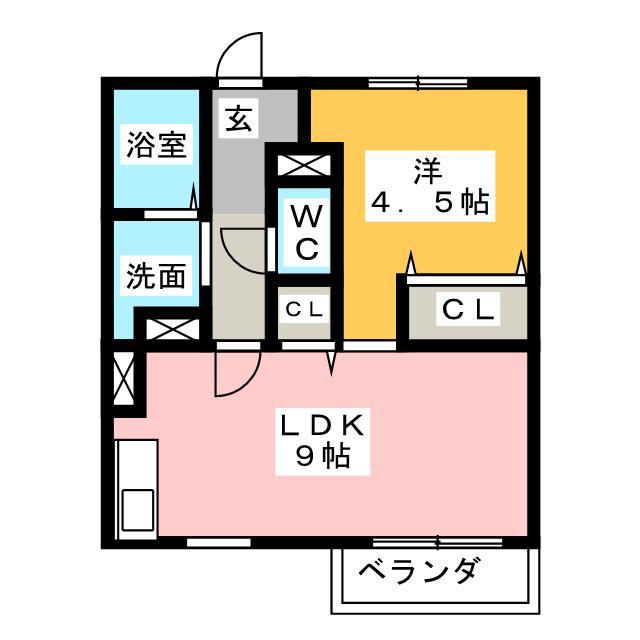 GLORY A棟(1LDK/2階)の間取り写真