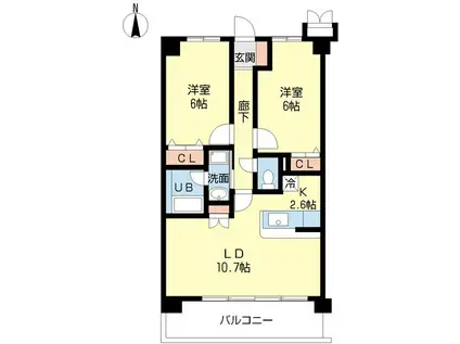 ヴェルドミールII(2LDK/3階)の間取り写真
