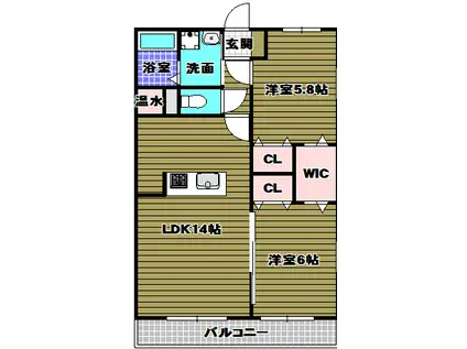 トゥールブランシュM&M(2LDK/1階)の間取り写真