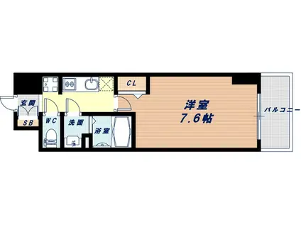 ララプレイス難波ガルテン(1K/6階)の間取り写真