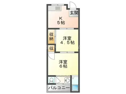 マンションハピネス(2K/2階)の間取り写真