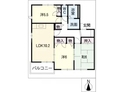 コンフォーム大井B棟(3LDK/1階)の間取り写真