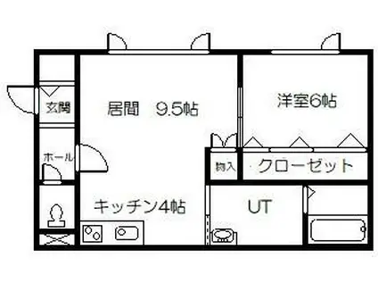 ツインクル新町(1LDK/1階)の間取り写真