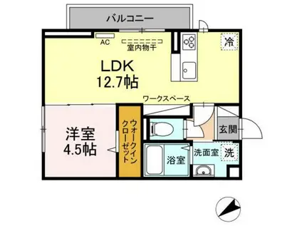 クロスコート(1LDK/3階)の間取り写真