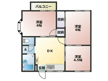 ベルハイムA(3DK/1階)の間取り写真