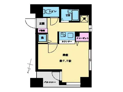 メインステージ六本木(1K/3階)の間取り写真