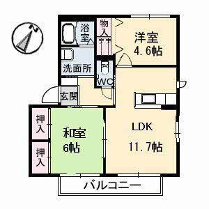 コーポ十六番浜5(2LDK/2階)の間取り写真