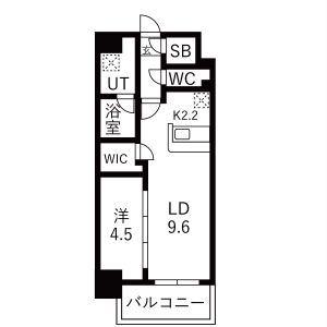 メイクスアート名駅ウエスト(1LDK/1階)の間取り写真