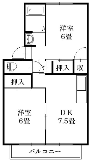 ファミール渭東(2DK/2階)の間取り写真