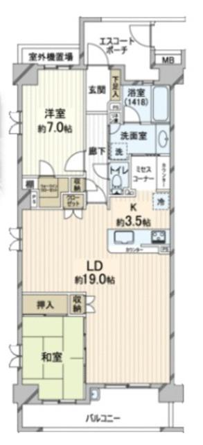 グランシティ湘南海岸II(2LDK/4階)の間取り写真