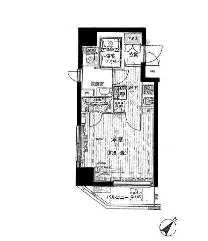 プレールドゥーク押上TOWER CITY(1K/2階)の間取り写真
