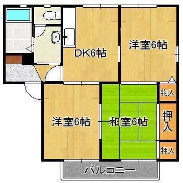 フレグランス鴨生田III(3DK/2階)の間取り写真