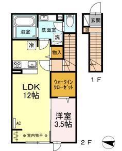 JR磐越西線 郡山駅(福島) 徒歩43分 2階建 築10年(1LDK/2階)の間取り写真