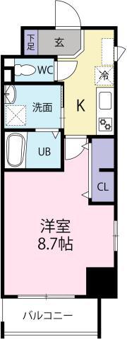K-クレスト西新町(1K/8階)の間取り写真