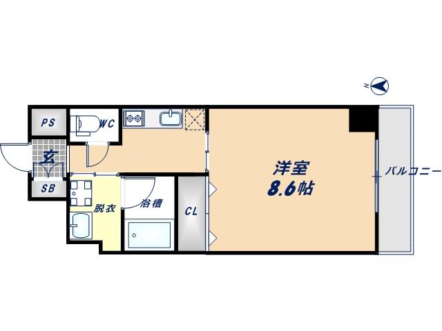 ブリエ東大阪(1K/5階)の間取り写真