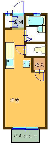 プライム(1K/2階)の間取り写真