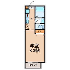 グラチオーソ旭町(1K/2階)の間取り写真